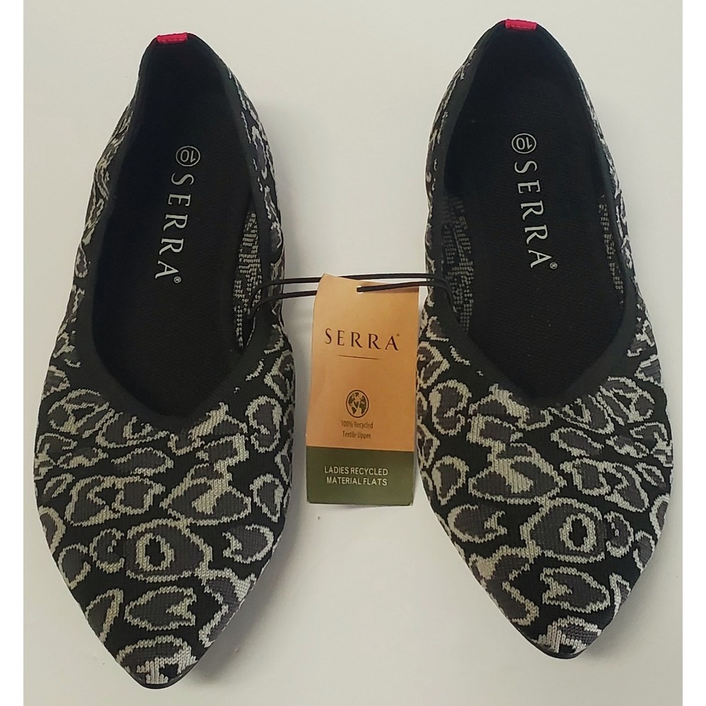 SERRA Shoes Flats 10 Sassy Leopard NWT Point Toe Pink Stripe Black/Gray Slip-Ons - Picture 4 of 10